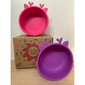 Elk and Friends Eco Kids Pink Purple Silicone Cereal Dessert Food Kids Bowls